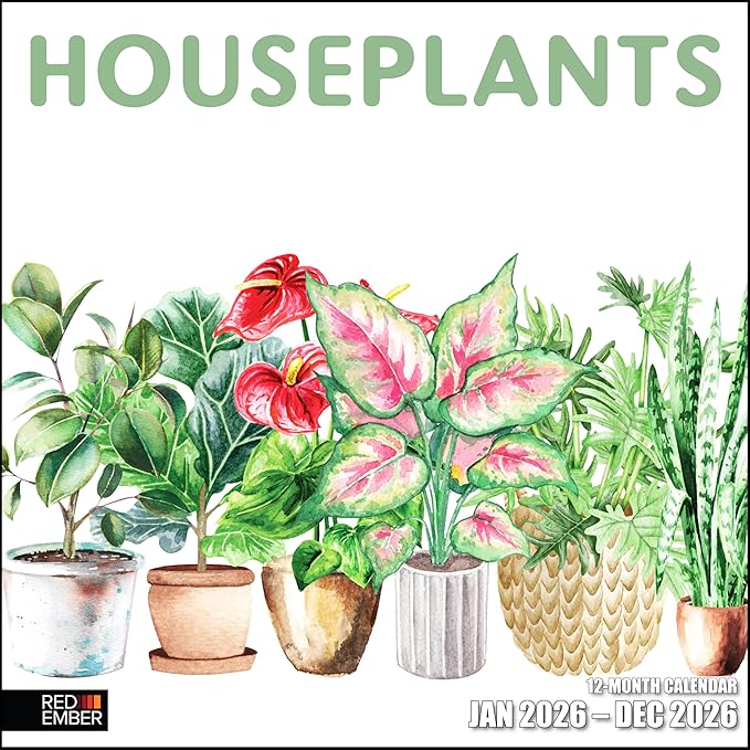 RED EMBER Houseplants 2026 Wall Calendar 12 Month | 12" x 24" Open | Thick & Sturdy Paper | Holiday Gift | Art Nature Calendar 2026