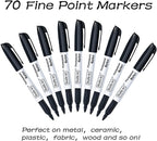 Shuttle Art Permanent Markers, 70 Pack Black Permanent Marker set,Fine Point, Works on Plastic,Wood,Stone,Metal and Glass for Doodling, Marking