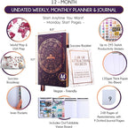 Life Planner - Undated Weekly & Monthly Planner, 12-Month Journey to Increase Productivity | Gratitude Journal, Life Organizer & Goal Journal | Include Foldable Vision Board, Habit Tracker & Stickers