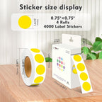PARLAIM 3/4 Inch Roll Color Coding Labels,4000 per/4 Rolls Round Adhesive Color Coding Circle Dot Stickers for Office Home(Yellow)