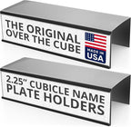 The Original Over the Cube – Quality Aluminum, Changeable Cubicle Nameplate Holder, Black Base, and Black Name Plate Holder, 8" x 2" (2.25" Cubicle Wall Depth) - Made in The USA
