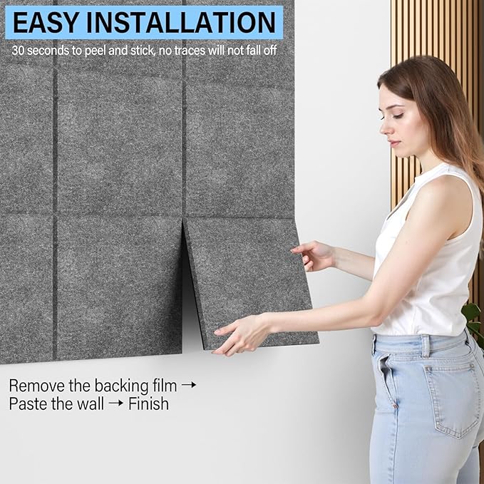 Baysola Large Cork Boards for Walls – 48" x 36" Self Adhesive Felt Wall Tiles, Ideal for Office Wall Organizing Bulletin Board, Easy to Install Cork Boards Felt Board