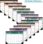 Desk Calendar 2026, With 2 sticker, 18 Month Calendar Running to June 2027-17" x 12" Desktop/Wall Monthly Calendar for Homes, School/Office(Watercolor flowers)