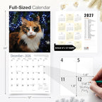 RED EMBER Calico Cats 2026 Wall Calendar 12 Month | 12" x 24" Open | Thick & Sturdy Paper | Holiday Gift | Cute Kitten Cat Calendar 2026