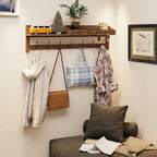 AMBIRD Coat Rack Wall Mount, 35 inch Large Wall Hooks with Shelf, Entryway Shelf with 7 Dual Coat Hooks 4 Key Hooks Mail Organizer, Wooden Coat Hanger and Key Holder Wall Mount
