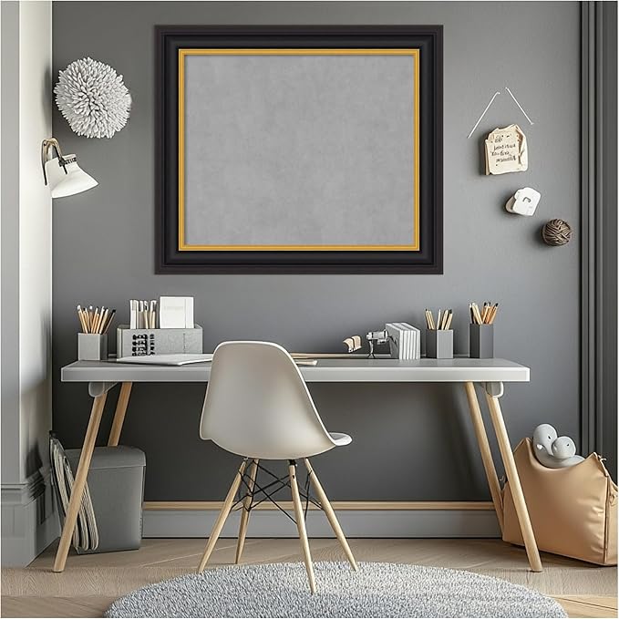 Amanti Art Black Framed Magnetic Board 26x30 Medium Vision Board for use with Magnets, 100% Metal Sheet to Display Items as Office Decor or for Home Organization in mudroom, Kitchen or Kids Room