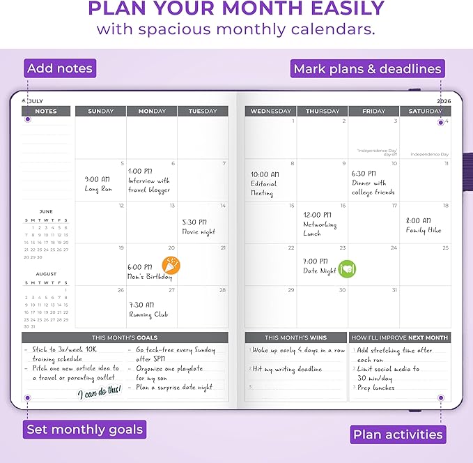 Clever Fox Dated Planner 2026-2027 – Weekly Life Planner Notebook for Time Management – Planner with Habits Tracker & To-Do List (Purple)