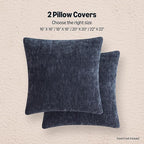 Amazon Basics Chenille Throw Pillow Covers, Home Decor Cushion Cover for Bedroom Living Room Couch Bed, 22" W × 22" L, Navy Blue