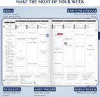 Legend Hourly Schedule Planner PRO Dated Jan 2026-Jan 2027 – Deluxe Weekly & Daily Organizer with Time Slots. Appointment Book Journal for Work & Time Management, A4 Hardcover, Mystic Blue