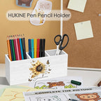 HUKINE Sunflower Inspirational Quotes Pen Holder for Desk Decoration, When You Can't Find the Sunshine Motivational Wooden Box Sign Pencil Holder Organizer for Home Office Desk Accessories