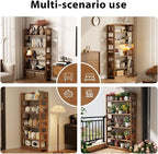 AnywaysWood 5-Tier Solid Wood Open Bookcase,Modern Display Bookshelf,Farmhouse Wide Etagere Bookcase, Freestanding Storage Cabinet for Study Room Office Living Room Flower Rack