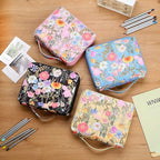 Vomgomfom Colored Pencil Case - 124 Slot Pencil Holder with Zipper Closure, Twill Fabric Large Capacity Pencil Case for Watercolor Pens or Markers, Artist Organizer (Blue Flower)