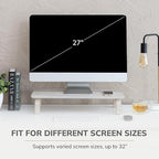 Anji Mountain Monitor Stand - Desktop Organizer & Laptop Riser, Ergonomic Monitor Riser, Space-Saving Monitor Stand for Desk, Durable Construction, Easy Assembly, Ideal for Home & Office,White Wash