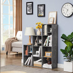 VECELO Narrow Bookshelf Set, Fits 9.3" × 10-12.8" Hardcovers, Cube Storage Bookcases, Free-Standing for Living Room, Bedroom, Home Office, 2/3/4-Tier, 3-Pack, Gray
