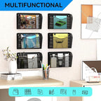 GDINDINFAN 6 Single Pocket Wall File Holder, Mesh Hanging File Folder Paper Organizer, Vertical Wall Mounted Mail Basket, Storage Organization Magazine Rack for Office, Home and School, Black