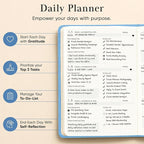 Mantra Planner 2026 Planner, Daily Journal & Gratitude Journal All-In-One with To Do List, Self Care Prompts & Habit Tracker - 7 x 10 - Blue