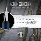 Scriveiner Personalized Luxury EDC Fountain Pen (Medium), Stunning Matt Blue Pocket Pen, Chrome Finish, Schmidt German Nib, Best Engraved Fountain Pen Gift Set for Men & Women, Name Engraving