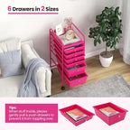 Giantex 6 Storage Drawer Cart Rolling Organizer Cart for Tools Scrapbook Paper Home Office School Multipurpose Mobile Utility Cart (Macaron)