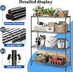 DurayLoly 4- Shelf Metal Shelving Unit Adjustable Storage Shelves Heavy Duty Garage Shelving Steel Wire Shelving for Laundry Bathroom Kitchen Pantry Closet Garage Black, 35.6Wx16Dx54H