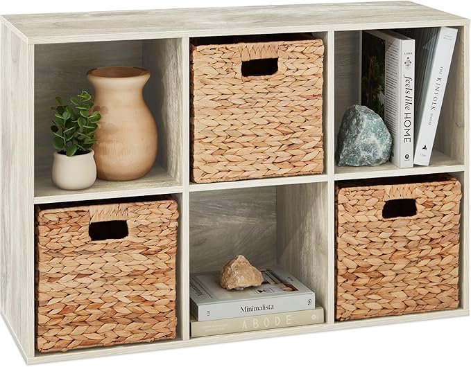 Best Choice Products 6-Cube Storage Organizer, 13.5in Shelf Opening, Bookcase, Display Shelf, Customizable w/ 3 Removable Back Panels – Whitewash