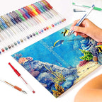 Shuttle Art Gel Pens, 32 Colors Gel Pen Set with Coloring Book for Adults Coloring Books Drawing Doodling Crafts Scrapbooking Journaling