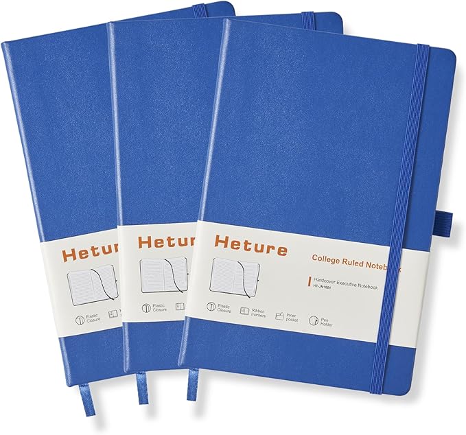 Heture Hardcover Notebooks, A5 Lined Journals Notebook for Writing 160 Pages, 8.2 x 5.5 inch, Classic Ruled Notebooks for College/Work/Travel(Blue 1 Pack)