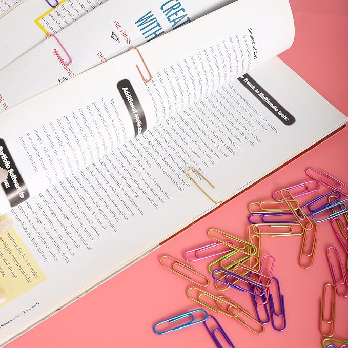 Ufmarine Colored Paper Clips, 480 Pcs Medium Paper Clips 1.3 inch for Office