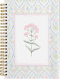 BitKan Pink and Blue Floral Spiral Notebook, Grandmillennial Wild Flower Journal for Women, Pastel Preppy Botanical Aesthetic Notebook 5.5x8.3 Inch, Preppy Office Supplies-365
