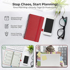 IN-LUXPRO Planner 2026 Daily Weekly and Monthly,6.5"x3.75",12 Months Spiral Bound Calendar Agenda with Self-adhesive Pen Holder,2026 Appointment Book with Vegan Leather Soft Cover,Red