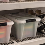 IRIS USA 19 Qt Stackable Plastic Storage Bins with Lids, 6 Pack - BPA-Free, Made in USA - Discreet Organizing Solution, Latches, Durable Nestable Containers, Secure Pull Handle - Pearl