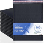 Black Poly Bubble Mailers 7.25x12 inch #1 | Self Seal Padded Envelopes | Cushioned Bubble Mailer | Usable Size 7.25x11 | WaterProof | Lightweight mailing Shipping Bags | 100 Pack Bulk | Made in USA