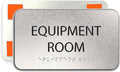 ADASigns Equipment Room Sign 7" W x 4" H - Durable Brushed Aluminum with Grade 2 Braille - Easy Installation with Strong Double Sided Tape - ADA Compliant Office Door Signs for Businesses & Offices