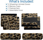 SPRING SEAON Wheelchair Armrest Covers 2 Pack Soft Memory Foam Wheelchair armrest Pads Wicking Washable for Office Transport Chair (Khaki Leopard Print)
