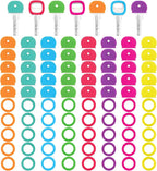 Blulu 80 Pieces 1Inch Colored Key Covers Caps Tags Covers Set Plastic Key Color Identifier Rings Toppers(Rainbow Color)