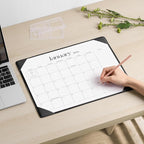 Cabbrix Desk Calendar 2026 with Desktop Mat, Simplified Medium Desk Pad Calendar 15" x 12" January 2026 to June 2027, Desk Blotter Calendar for Home School and Office (Dark Black)