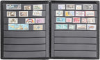 Stamp Albums 160 Pockets - Stockbooks with 30x197mm Sleeves, 10 Double Sided Black Page with Leatherette Padded Black Cover, Collection Storage Folder for Paper Money Postage Stamps AS0108BK