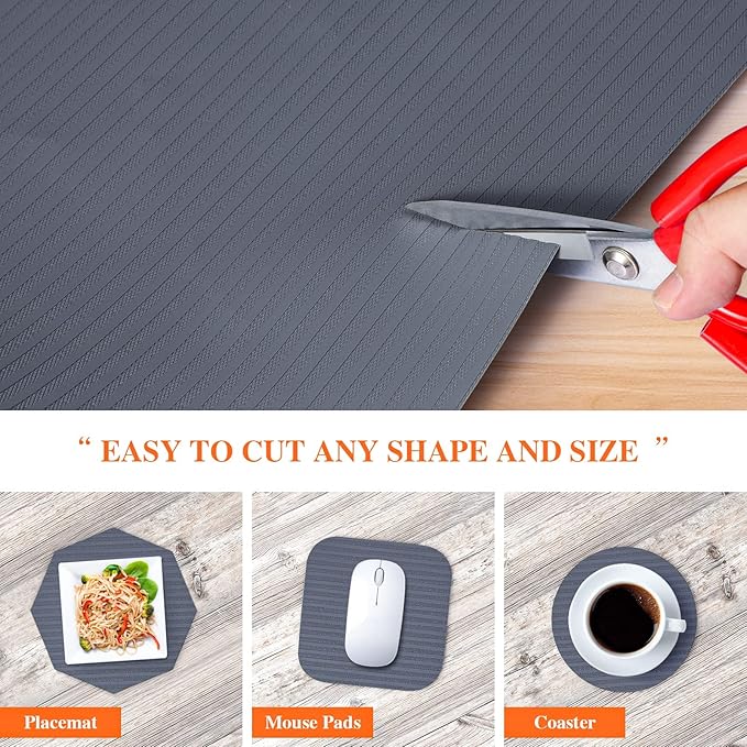 Mcrbeay Shelf Liners for Kitchen Cabinets, 16Inch x 20Ft, Non Adhesive Shelf Liner, Non-Slip Kitchen Drawer Liners, Waterproof Durable Cabinet Liners for Shelves, Refrigerator, Pantry, Dark Gray