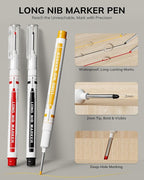 STAGEEK 3PCS Carpenter Pencils with Sharpener, Heavy Duty Woodworking Tools, Mechanical Pencil Set with 39 Refills, Deep Hole Long Nib Marker Pens for Architect Marking with Case (Red, Black, Yellow)