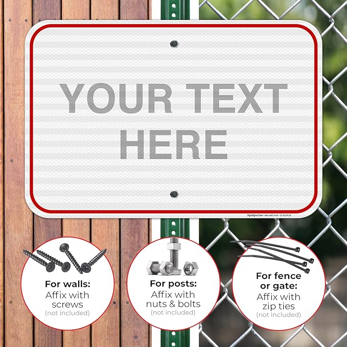 Custom Sign, Personalized Metal Signs, Customize for Office, Business, Workplace, Home, Airbnb, Delivery Red Signs, 12x18 Inches, 3M EGP Reflective .063 Aluminum, Fade Resistant, Made in USA