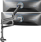 VIVO Pneumatic Arm Dual Ultrawide Monitor Extra Tall Desk Mount for Up to 49 inch Screens, Heavy Duty Clamp, Holds 2 Ultra Wides Up to 44 lbs, Black, STAND-V120K