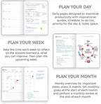 Wyze Planner Undated Daily Planner – 1-Year B5 Productivity Organizer with Two-Page Weekly Spread, Goal Setting, Habit Tracker, Weekly & Monthly Pages – Hardcover Time Management Notebook (Gray)