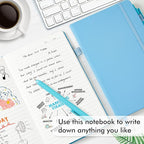 feela 5 Pack Notebooks Journals Bulk, Hardcover Classic Ruled Lined Journals with Pen Holder for Women Girls School Business Supplies, with 5 Black Pens, 120 GSM, 5.1”x8.3”, A5, Blue