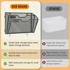 Docnest 2 Tier Mesh Wall File Holders with Hooks – 3 Pack Hanging Letter Holder - Document Organizer for Mail, Paper, Office, Home, School – Space-Saving Wall Mounted Folder Holder – Black