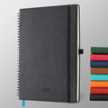 IN-LUXPRO Planner 2026 Daily Weekly and Monthly,11.5"x8.5",12 Months Spiral Bound Calendar Agenda with Self-adhesive Pen Holder,2026 Appointment Book with Vegan Leather Soft Cover,Black