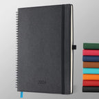 IN-LUXPRO Planner 2026 Daily Weekly and Monthly,11.5"x8.5",12 Months Spiral Bound Calendar Agenda with Self-adhesive Pen Holder,2026 Appointment Book with Vegan Leather Soft Cover,Black