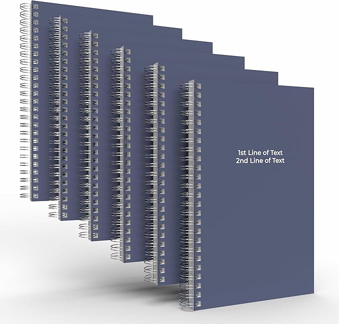 Custom Spiral Notebook Journals with a Navy Blue Colored Cover - 6 Pack of 5" x 8" – College Ruled, Hard Cover, 50 Sheets Per Book – For Journaling, Office, School Supplies, etc.