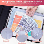 Antner 3 Ring Personal Check Binder for 3-on-a-Page End-Stub Deskbook & Personal 3 Holes or 9 Holes Small Size Checks, PU Leather Check Holder Checkbook Binder Cover with Zipper Pouch, Rose Gold