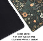 Dark Cottagecore Mouse Pad Floral Desk Pad,Botanical Mousepad, Vintage Desk Mat,Wildflower Mousepad with Stitched Edges Non-Slip Waterproof Rubber Base Mouse Mat for Office Work Home(27.5X11.8 in)