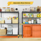 3 Tier Storage Shelves Metal Shelving Unit,Adjustable Wire Rack Pantry Kitchen Shelves,Small Shelf Wire Shelving for Laundry Office Bedroom Dorm Bathroom Closet 24" W x 30" H x 14" D Black Shelves
