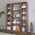 OSCHF Cube Storage Bookcase with Base - Large Wooden Bookshelf with 10 Open Cubes and 4 Shelves for Home and Office, Freestanding Organizer, Walnut